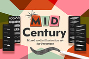 Mid Century Brushes For Procreate, a Brush Add-On by seamless team (Thumbnail 1 of 9)