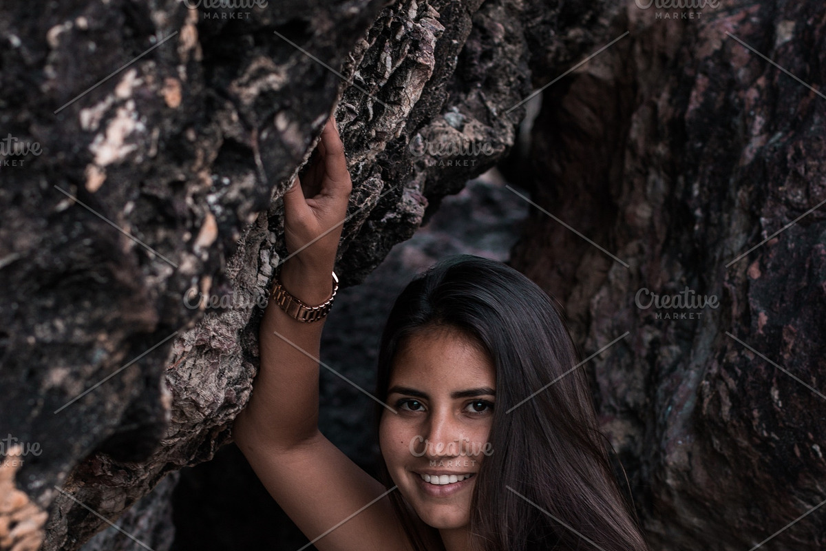Smiling Woman in a Rock Cave, a Beauty & Fashion Photo by Chris Joel Campbell (Photo 2 of 2)