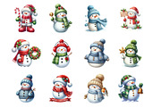 Christmas Snowman Clipart Bundle, an Illustration by SinaCreation (Thumbnail 2 of 7)