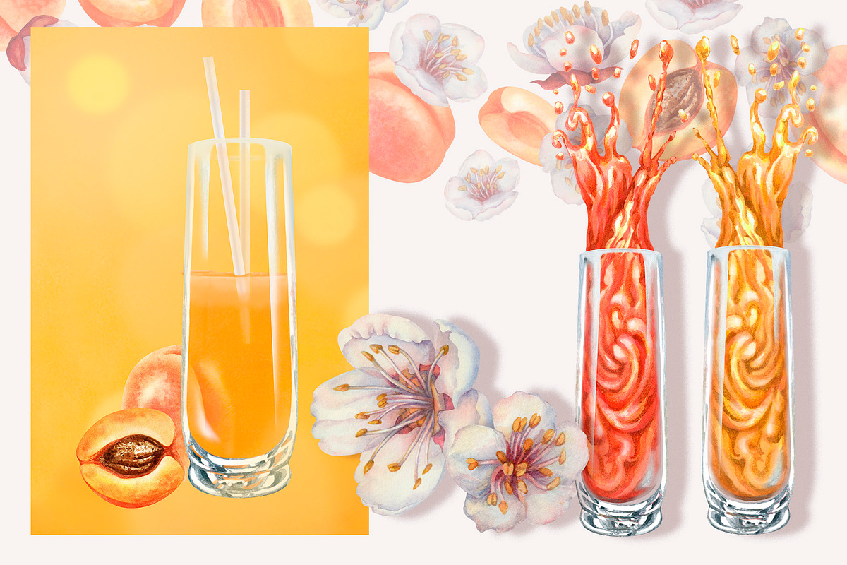 Apricot Jam & Juice, watercolor, a Food Illustration by EL_SUHOVA (Photo 8 of 14)