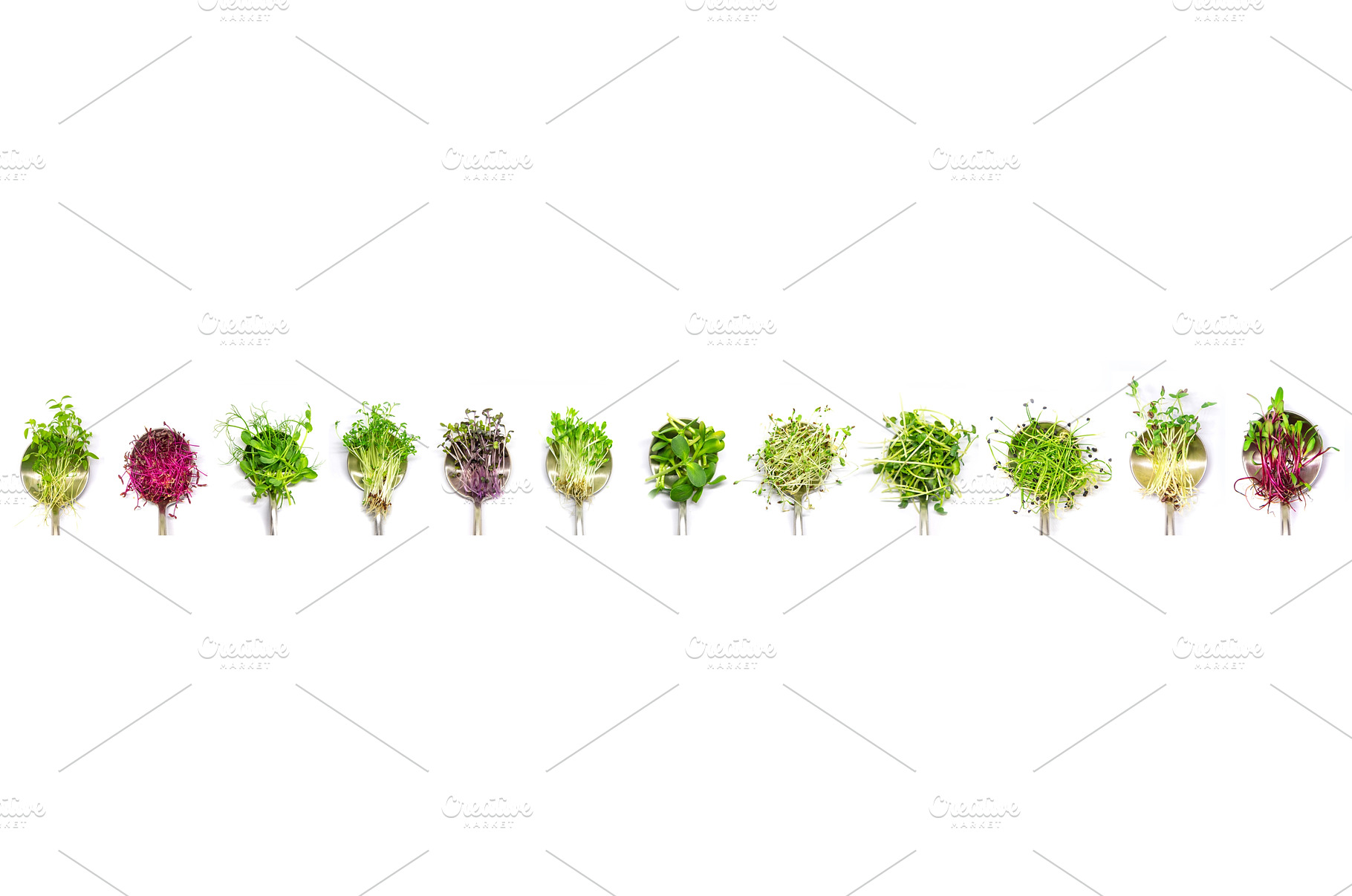 Collage of different microgreens on, a Food & Drink Photo by yanadjana