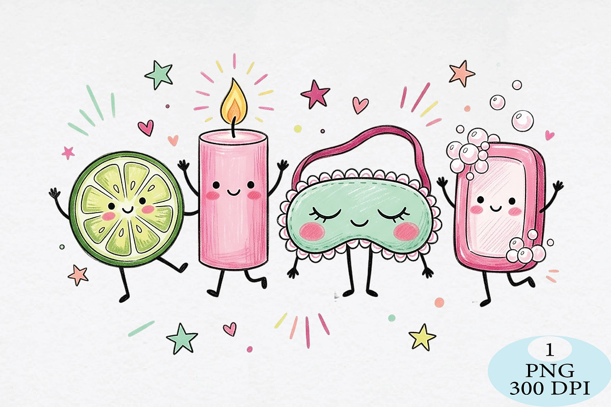 Cute Spa Day Self Care Friends PNG, a Seasonal Illustration by Daily.Designs (Photo 1 of 5)