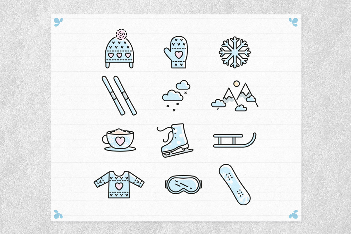 24 vector linear Winter Time icons, an Outline Icon by Inna Moreva (Photo 2 of 3)