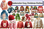 Watercolor Cozy Christmas Clothes, an Illustration by Design Market (Thumbnail 1 of 3)