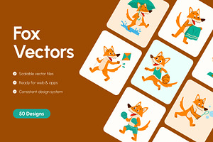 50 Fox Vectors Illustration, an Animal Illustration by Brickclay