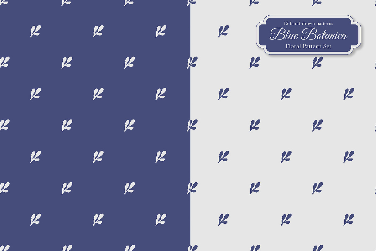 Blue Botanica – Floral Pattern Set, a Pattern Graphic by L- design studio (Photo 6 of 12)