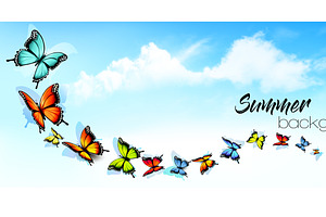 Summer Background With Butterflies