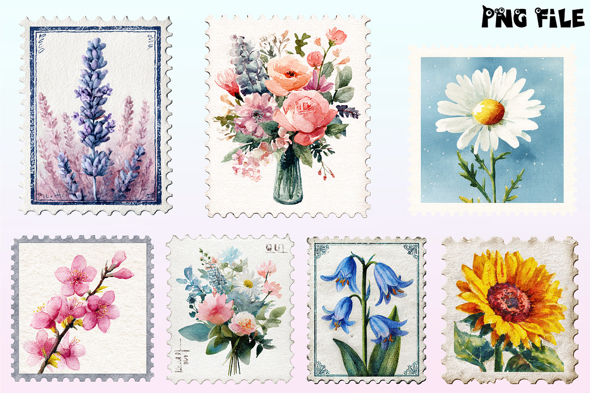 Floral Postage Stamp Clipart, a Graphic by CitraGraphics (Photo 2 of 4)