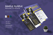 Simple Purple - Resume Template, a Print Template by VUNIRA (Thumbnail 1 of 2)