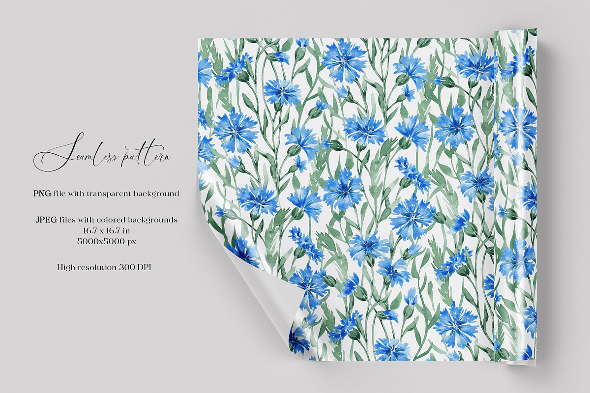 Cornflower blooms pattern, a Pattern Graphic by SirenaArt (Photo 2 of 14)