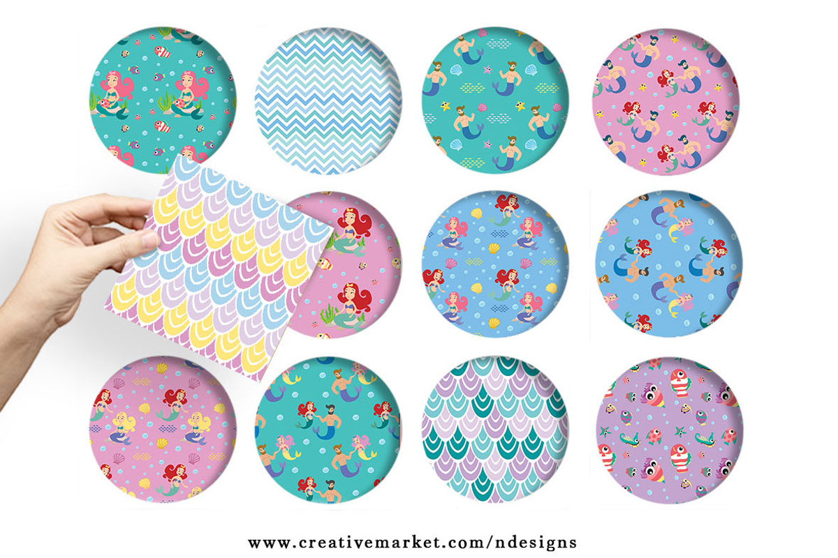Mermaid Tileable Pattern, a Pattern Graphic by NDesigns (Photo 2 of 4)
