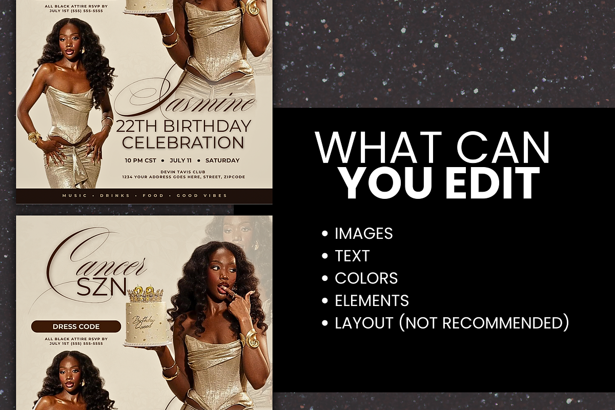 Cancer SZN Birthday Invitation Flyer, a Social Media Template by Lux Logo Studios (Photo 4 of 6)