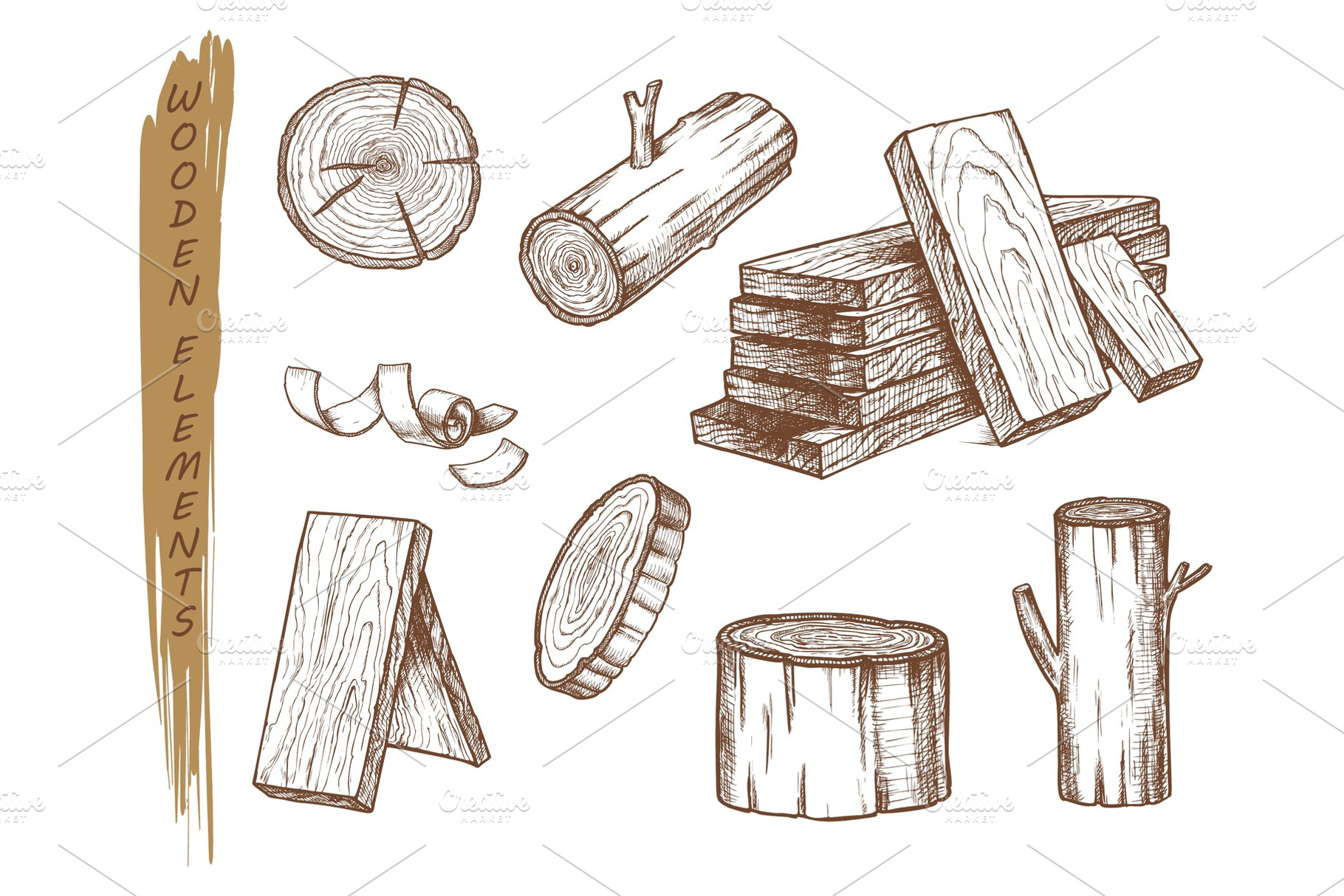 Isolated sketch of wooden elements, a Nature Photo by GenziWorkshop