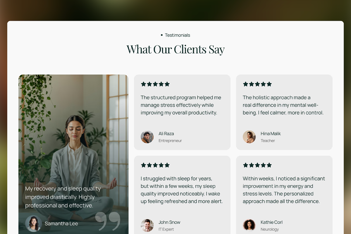 Purevia - Wellness Framer Template, a Landing Page Template by Hammad Arif (Photo 4 of 4)