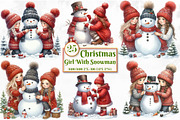 Christmas Girl With Snowman Sublimat, a Seasonal Illustration by Craft Nest (Thumbnail 1 of 5)