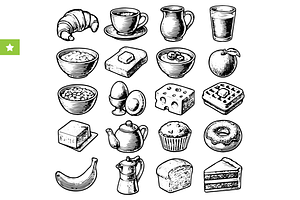 Vintage Breakfast Food Illustrations, an Object Graphic by RT Studio