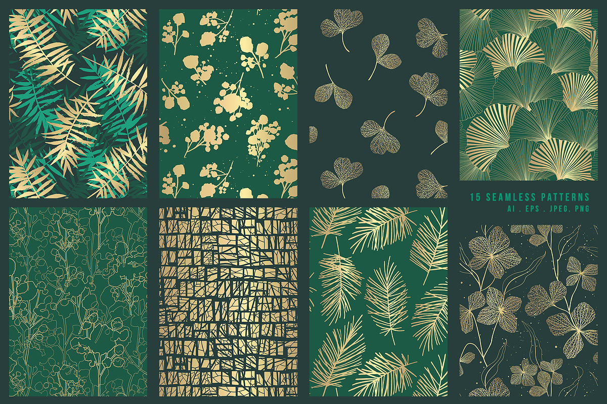 Royal Green Patterns Collection, a Pattern Graphic by The Paper Town (Photo 7 of 9)