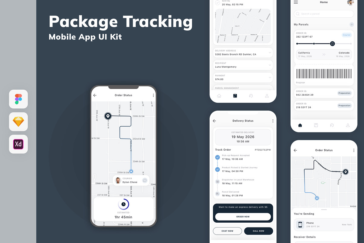 Package Tracking Mobile App UI Kit, an UI Kit Template by uicube