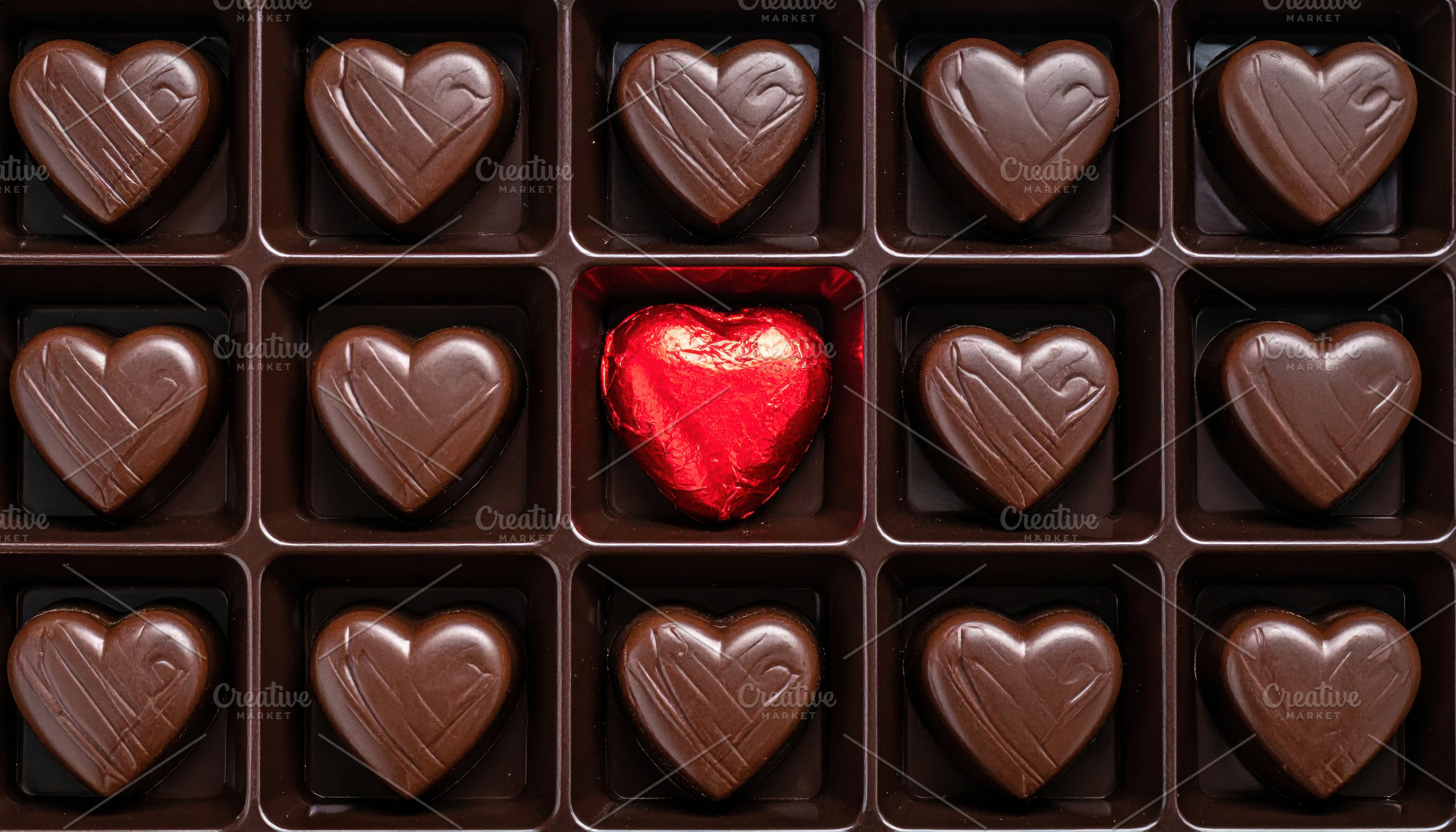 Chocolate Hearts with One Red Foil Surprise, a Food & Drink Photo by Davizro's Market