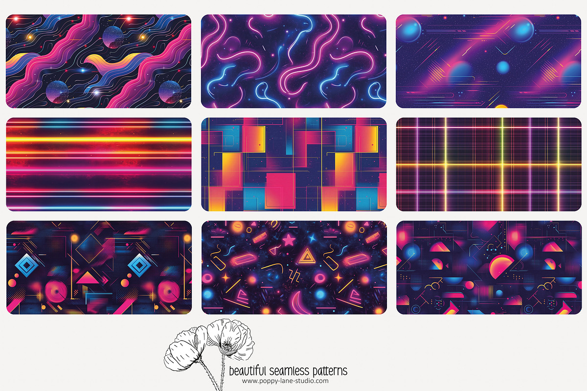 70 neon light seamless pattern, a Pattern Graphic by Poppy Lane Studio (Photo 7 of 10)