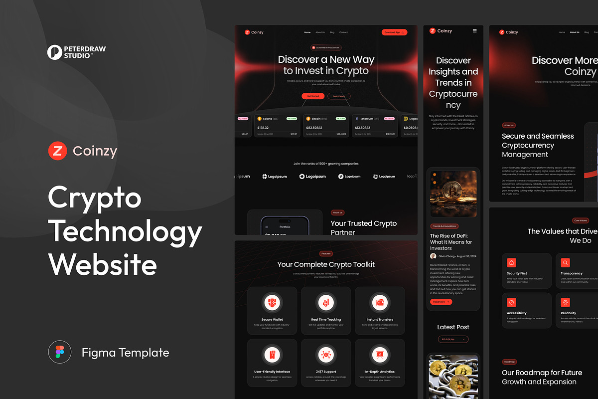 Cryptocurrency Technology Website, an UI Kit Template by peterdraw (Photo 1 of 7)