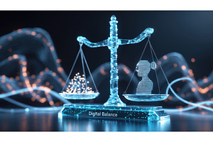 Futuristic digital scale with, an Illustration by tilialucida
