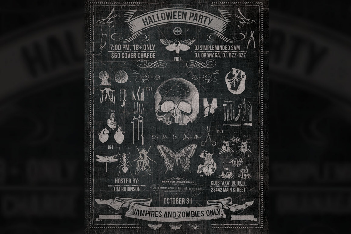 Vintage Halloween Chalk Poster, a Flyer Template by the little wonder shop (Photo 1 of 3)