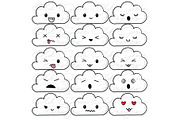 Kawaii Clouds Clipart, an Object Illustration by Old Grove Designs (Thumbnail 2 of 2)
