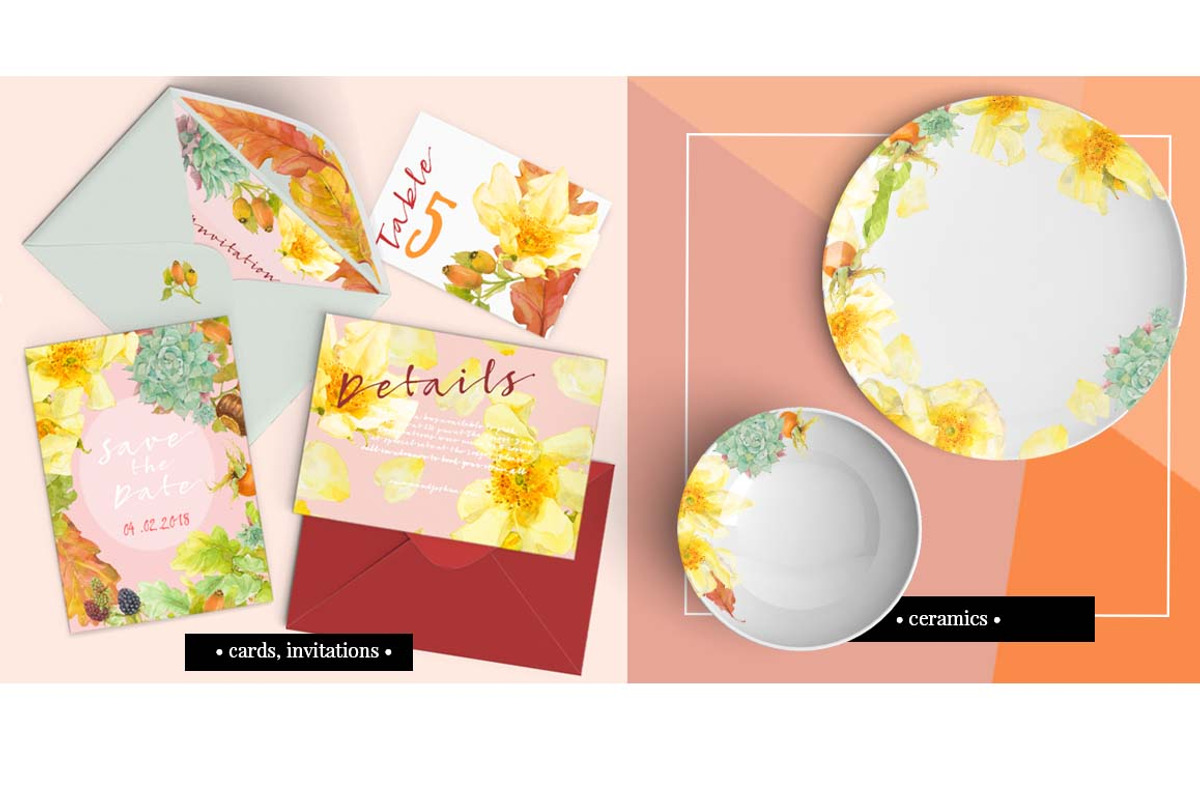 0406 Roses&Succulents&Fall Leaves, a Work Illustration by watercolorwild.graphics (Photo 2 of 10)