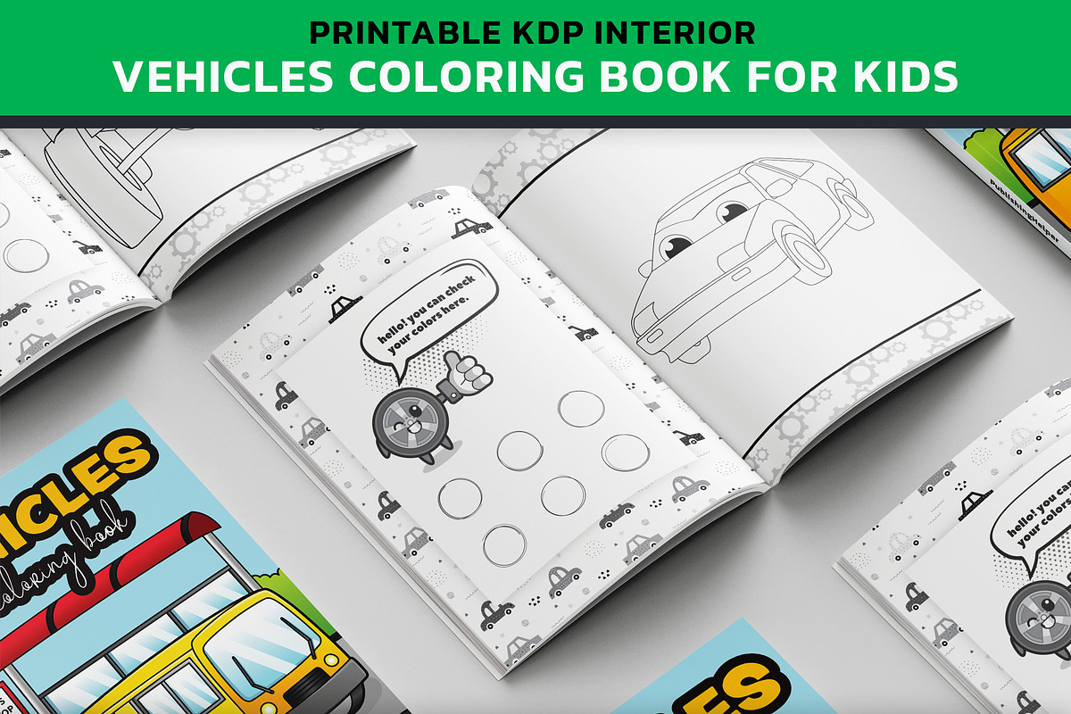 KDP Vehicle Coloring Book For Kids, an Illustration by PublishingHelper (Photo 2 of 4)