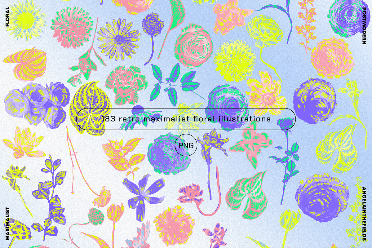 80s Floral Clipart + Bonus, an Object Illustration by angelainthefields (Photo 3 of 12)