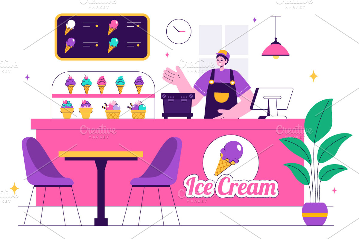 10 Ice Cream Store Illustration, a Food Illustration by denayunebgt (Photo 4 of 4)