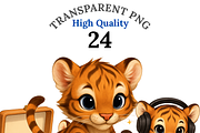 24 Cat DJ Clipart PNGs, an Animal Illustration by Pati Charm Studio (Thumbnail 1 of 8)