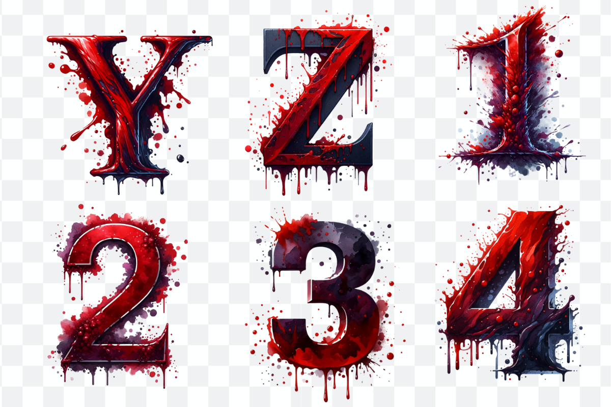 Bloody Alphabet and Numbers Bundle, a Seasonal Illustration by Bubble Pixel (Photo 7 of 8)