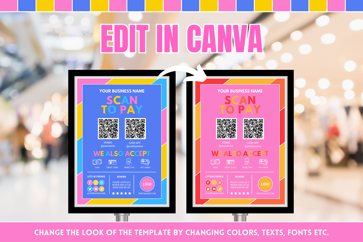 Colorful Scan to Pay sign, a Stationery Template by SunshineStudioBoutique (Photo 10 of 10)