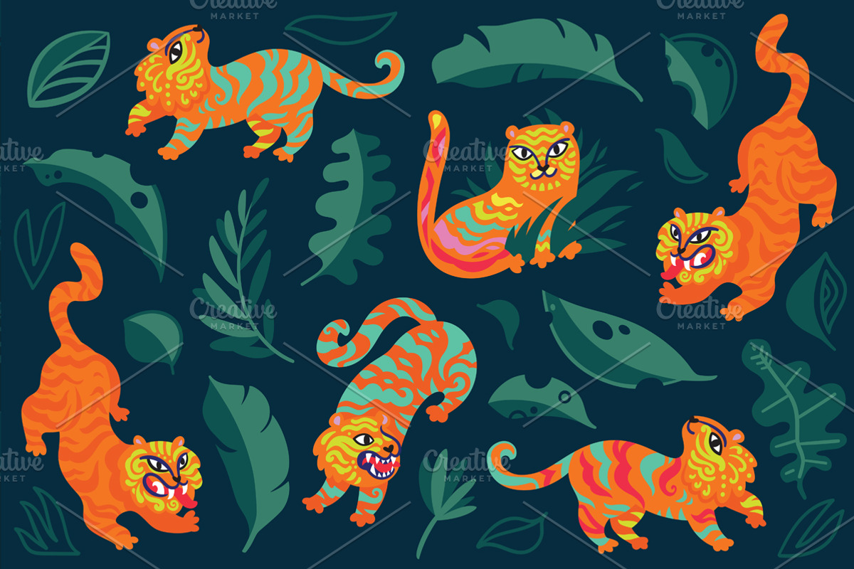 Chinese Tigers, a Pattern Graphic by PenguinHouse (Photo 1 of 12)