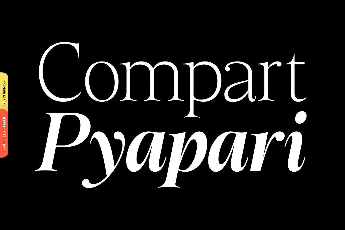 Compart Pyapari, a Serif Font by Glyphminds Studios (Photo 1 of 10)