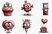 Quirky valentines sweets clipart, an Illustration by CreationArt (Thumbnail 3 of 6)