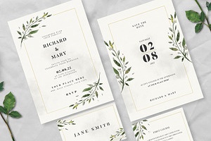 Watercolor Wedding Invitation Suite