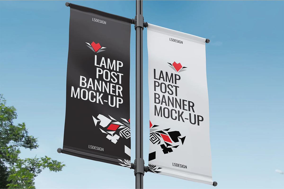 Lamp Post Banner Mock-Up, an Advertising Mockup by DesignRushMarket (Photo 5 of 5)