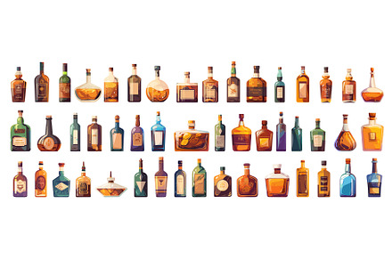 Cartoon alcoholic bottles set. Bar, a Food Illustration by Stock-Smart-Start