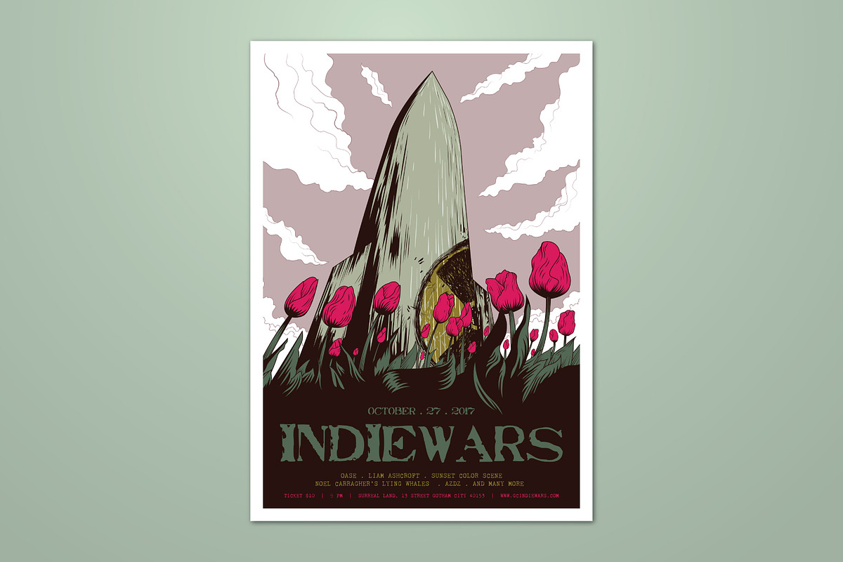 Nuclear Weapon & Flowers Vector Art, a Flyer Template by ashenterprise (Photo 1 of 3)