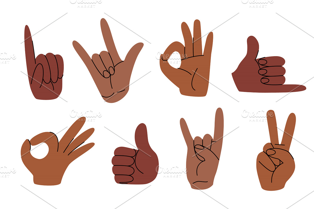 Hand gestures doodle set, a Person Illustration by art PVP - market