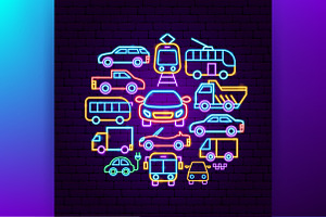 Transport Neon Vector Icons