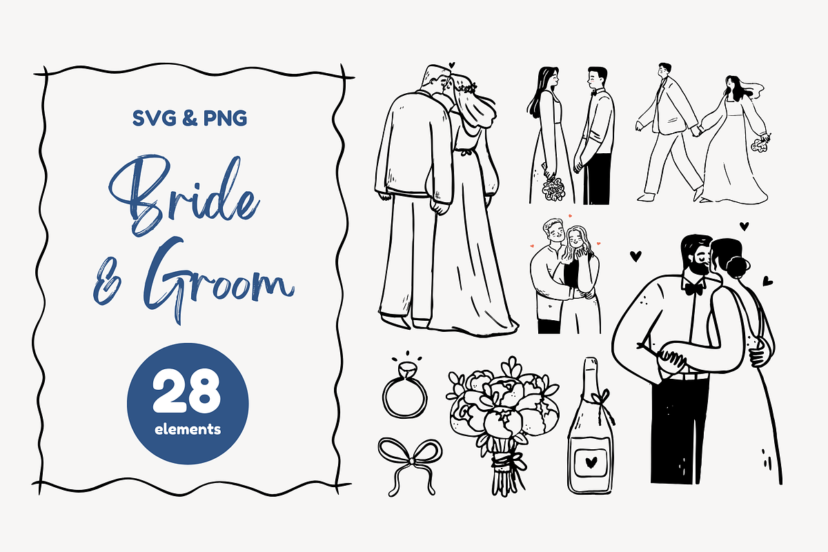 Whimsical Bride & Groom wedding art, a Decorative Illustration by Heartwarming Art (Photo 11 of 11)