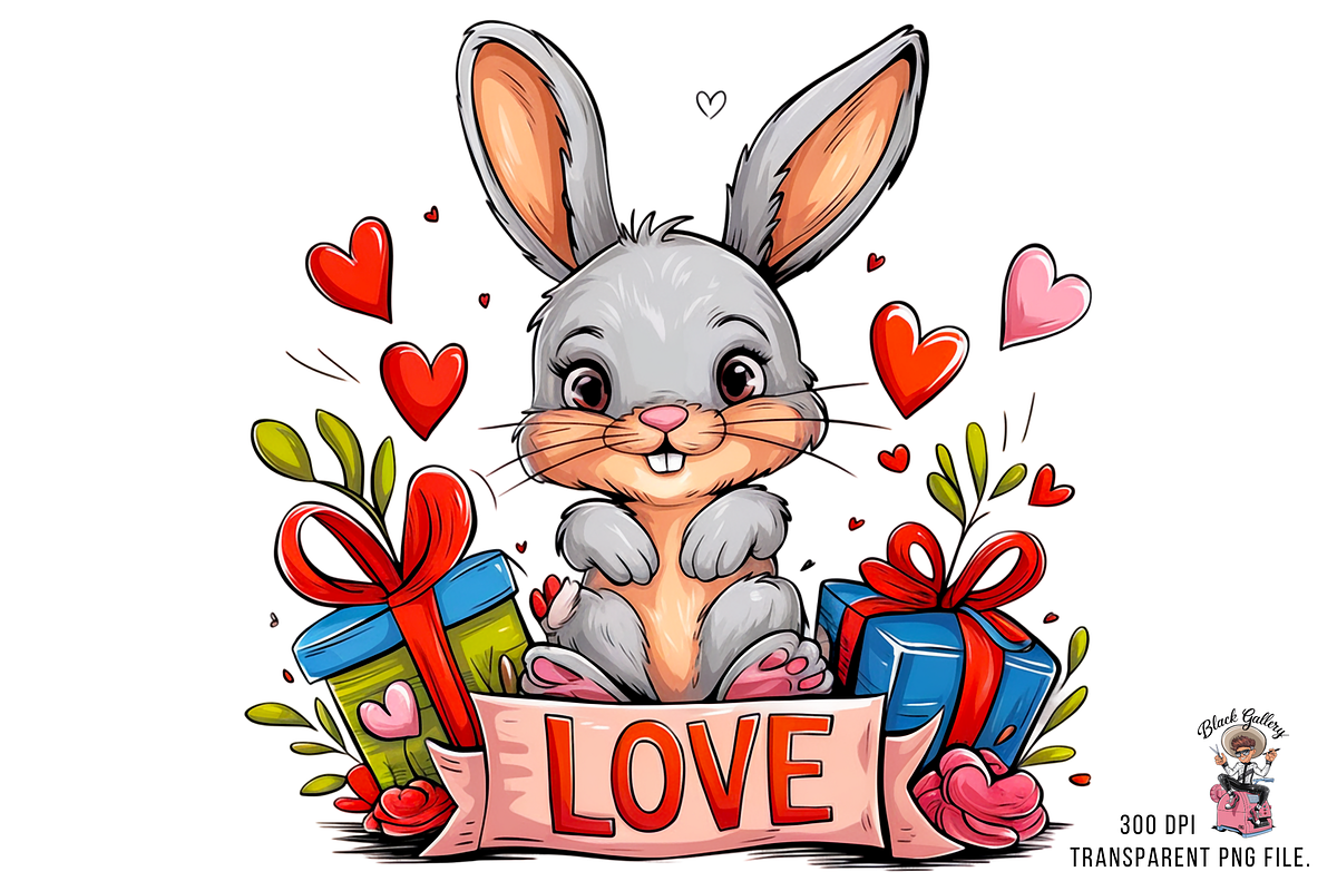 Bunny love PNG Clipart Bundle, a Graphic by Clipart Bloom (Photo 8 of 12)