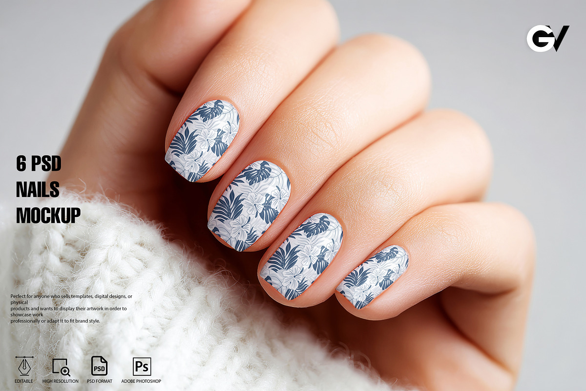 Nails Mockup 6 PSD files, a Mockup by GraphicVil (Photo 1 of 9)