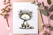 Whimsical floral spring cat clipart, an Illustration by SinaCreation (Thumbnail 8 of 11)