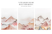 Mountains Watercolor Illustrations, an Illustration by AlineArtStore (Thumbnail 2 of 14)