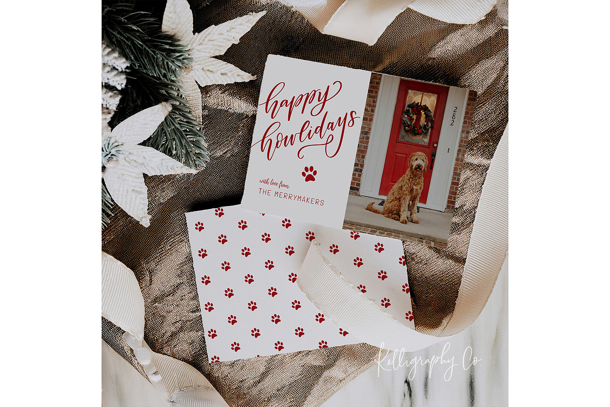 Holiday Ribbon Photo Card Mockup, a Mockup by Kelligraphy Co. (Photo 2 of 2)